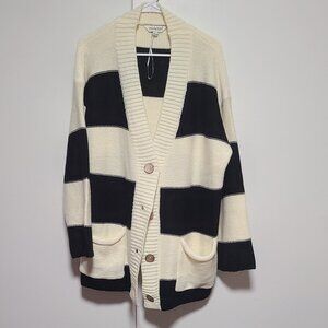 Black and off white cardigan